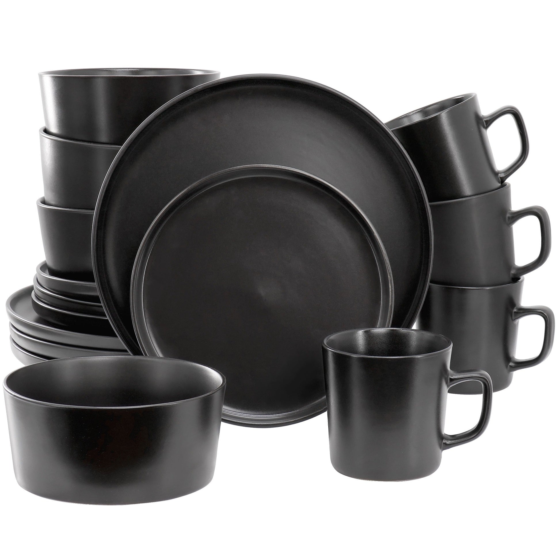 Elama Luxmatte Black 16 Piece Dinnerware Set LuxuryLifeWay Online Store