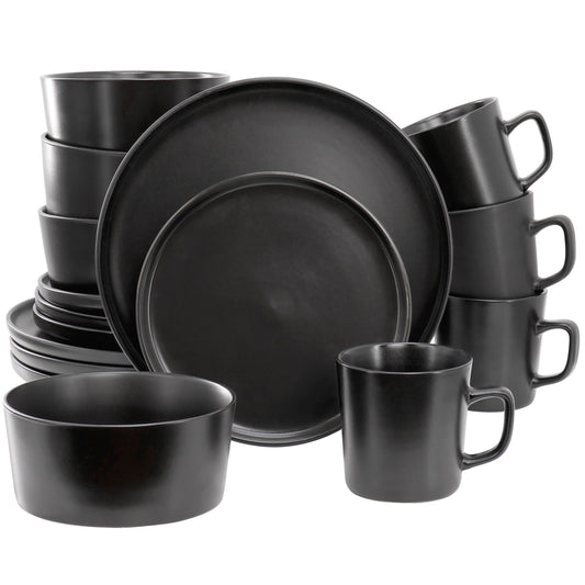 Elama Luxmatte Black 16 Piece Dinnerware Set LuxuryLifeWay Online Store