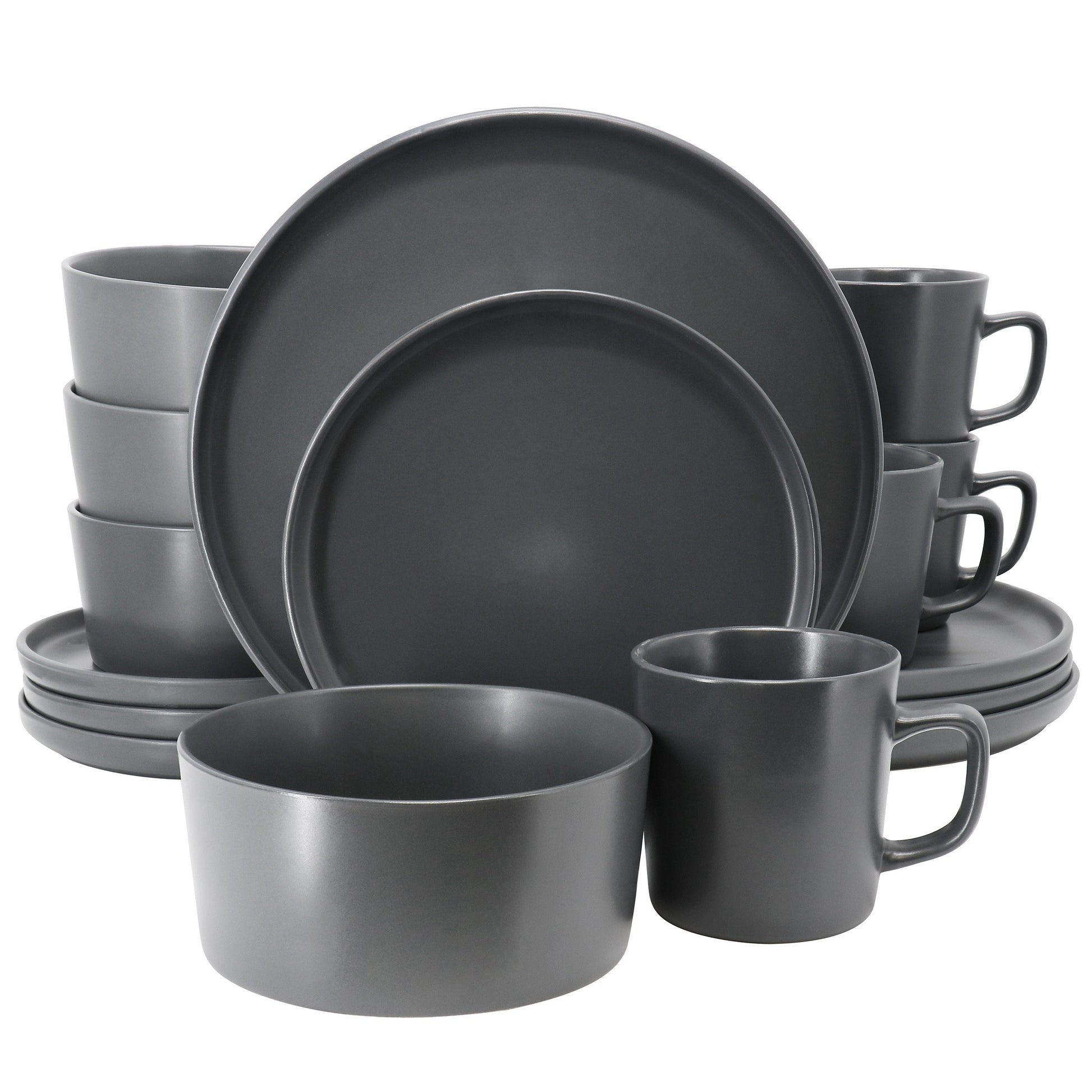 Elama Luxmatte Dark Grey 16 Piece Dinnerware Set LuxuryLifeWay Online Store