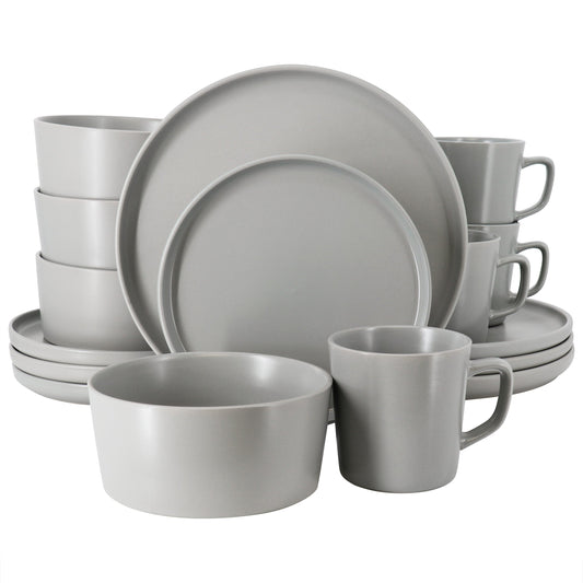 Elama Luxmatte Light Grey 16 Piece Dinnerware Set LuxuryLifeWay Online Store