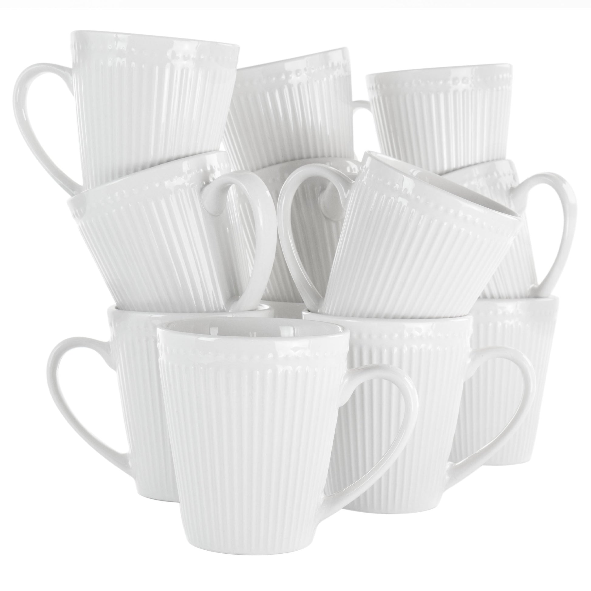Elama Madeline 12 Piece Porcelain Mug Set in White LuxuryLifeWay Online Store