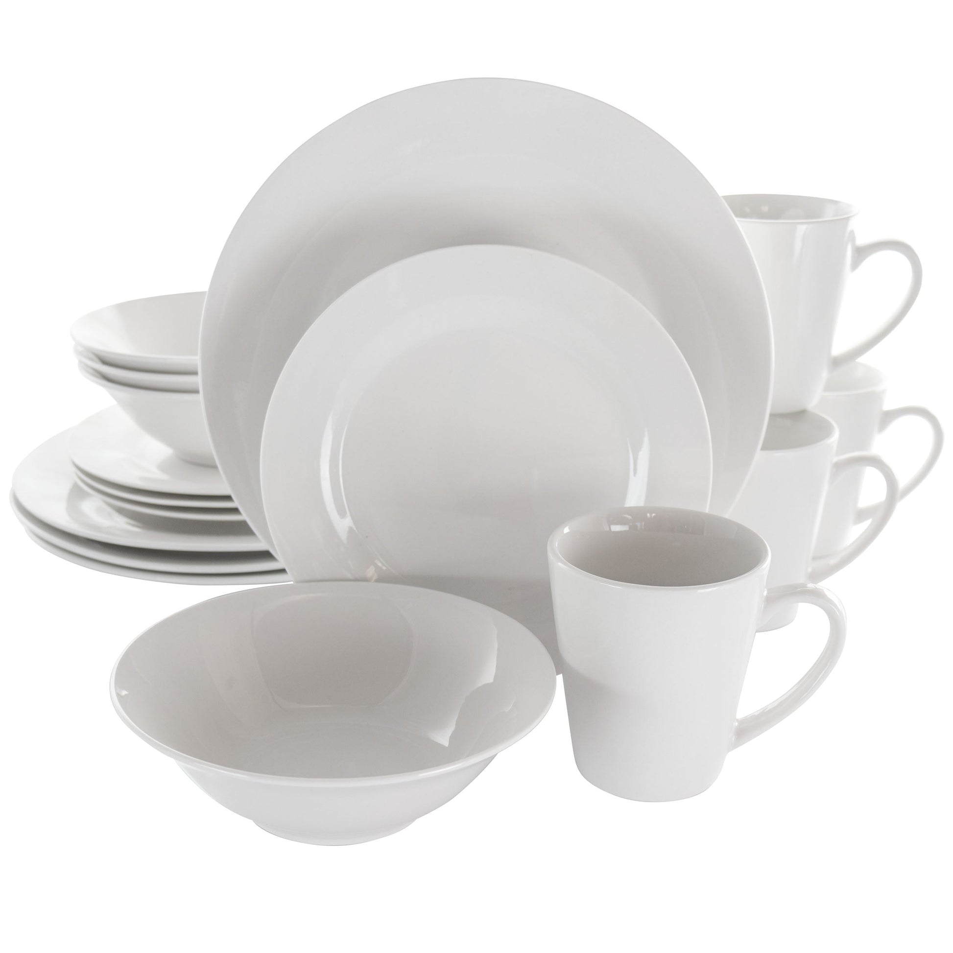 Elama Marshall 16 Piece Porcelain Dinnerware Set in White LuxuryLifeWay Online Store