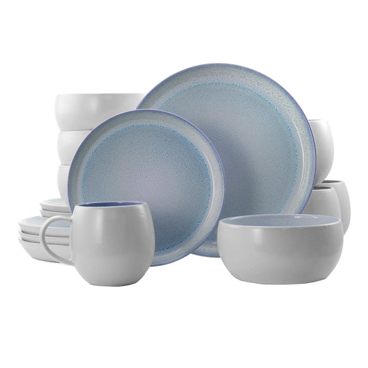 Elama Mocha 16 Piece Stoneware Dinnerware Set in Blue LuxuryLifeWay Online Store