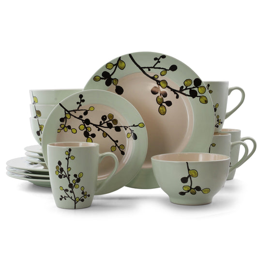 Elama Retro Bloom 16 Piece Luxurious Stoneware Dinnerware with Complete Setting for 4 LuxuryLifeWay Online Store