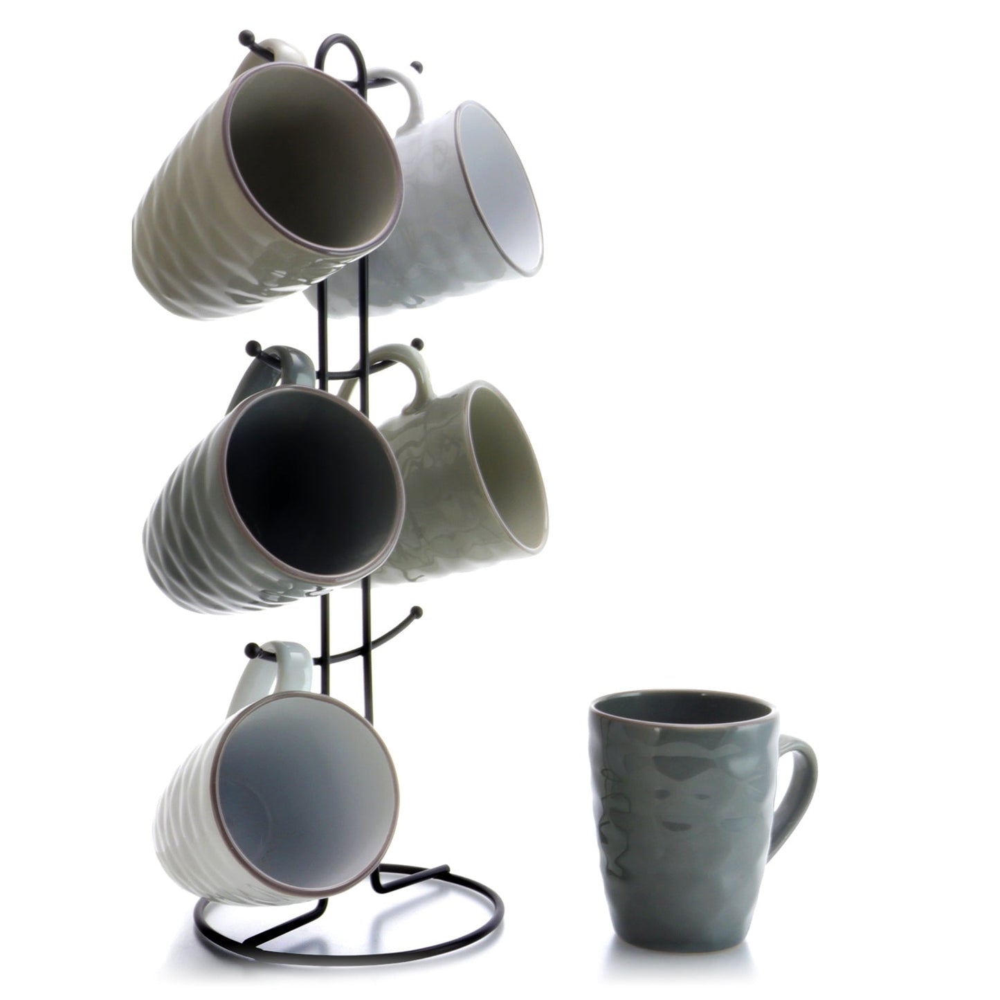Elama Tahitian Waves 6-Piece 12 oz. Mug Set with Stand, Assorted Colors LuxuryLifeWay Online Store