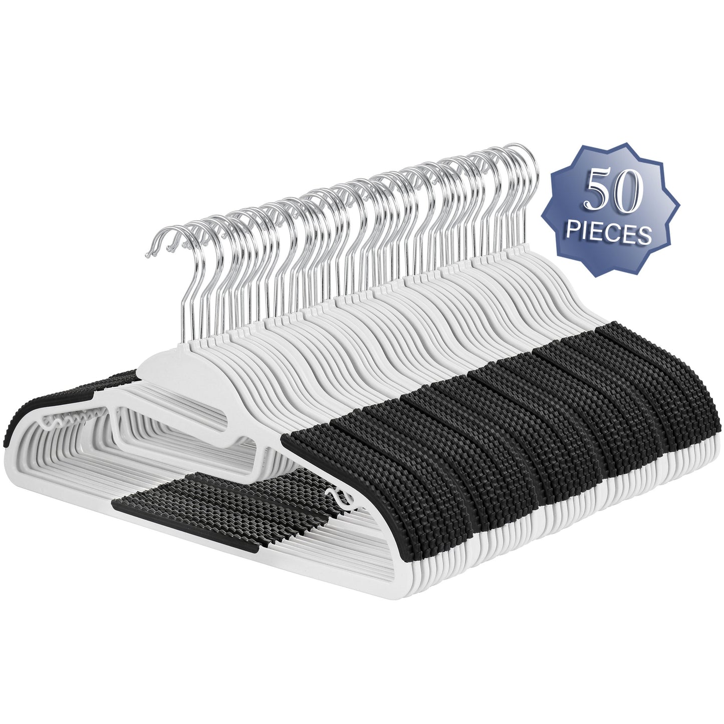 Elama Home 50 Piece Non Slip Hanger with U-slide in White and Black LuxuryLifeWay Online Store
