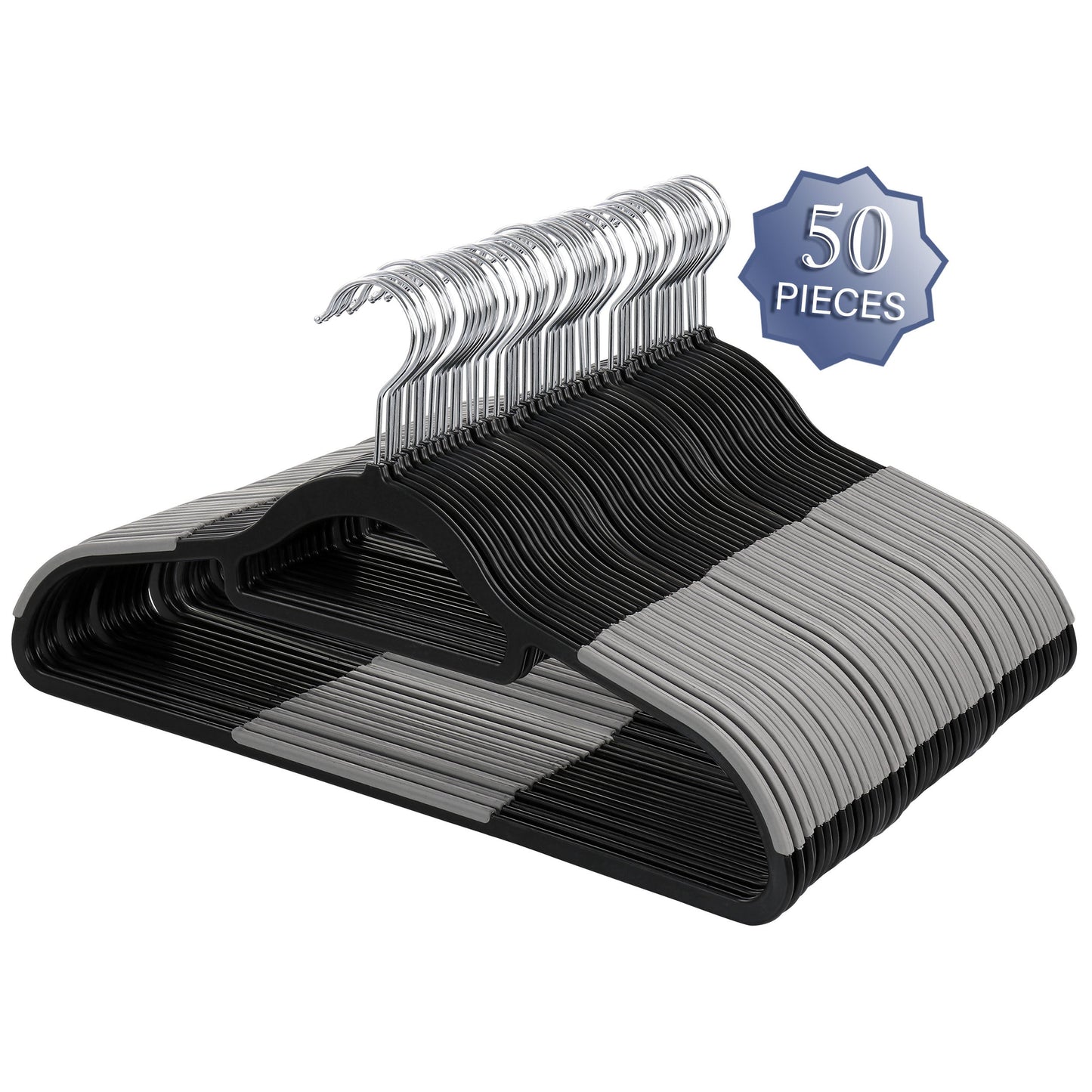 Elama Home 50 Piece Plastic Non Slip Hanger in Black and Gray LuxuryLifeWay Online Store