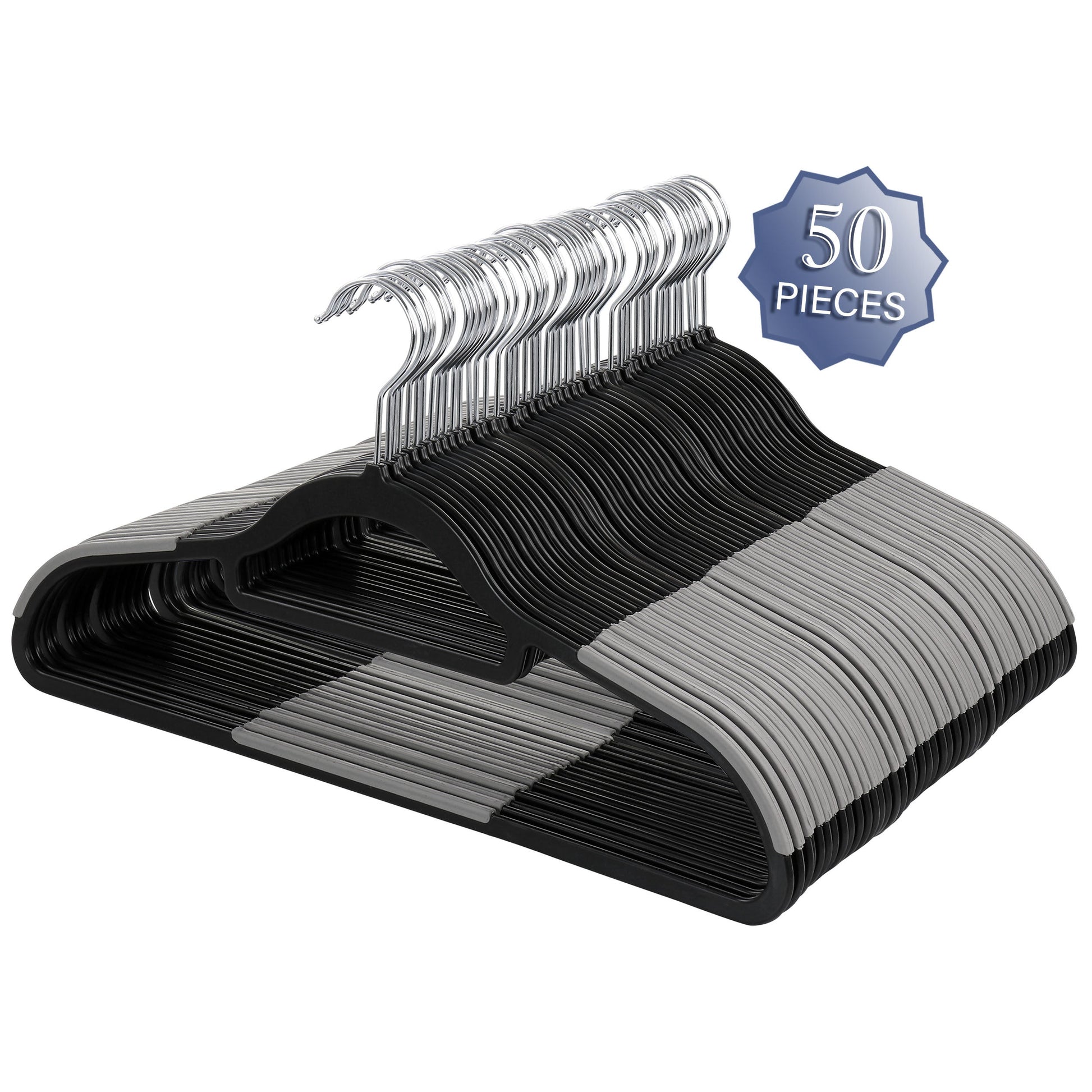 Elama Home 50 Piece Plastic Non Slip Hanger in Black and Gray LuxuryLifeWay Online Store