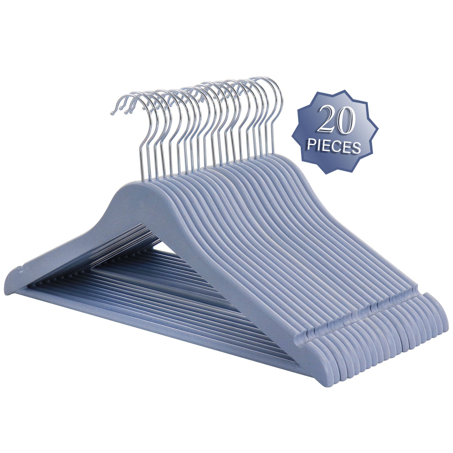Elama Home 20 Piece Eco Friendly Coat Hangers in Blue LuxuryLifeWay Online Store