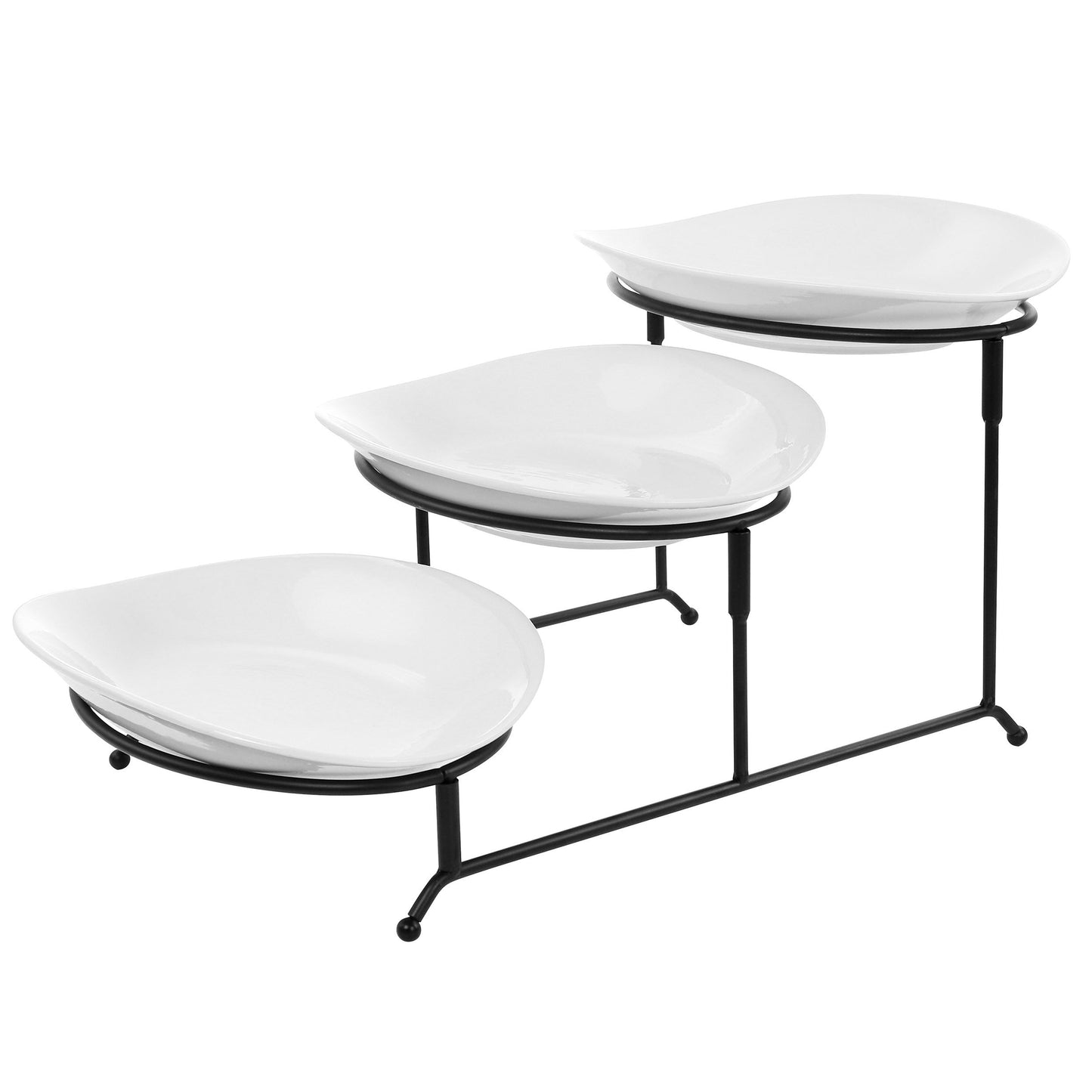 Elama 3 Tier Oval Plate Porcelain Serveware Set LuxuryLifeWay Online Store