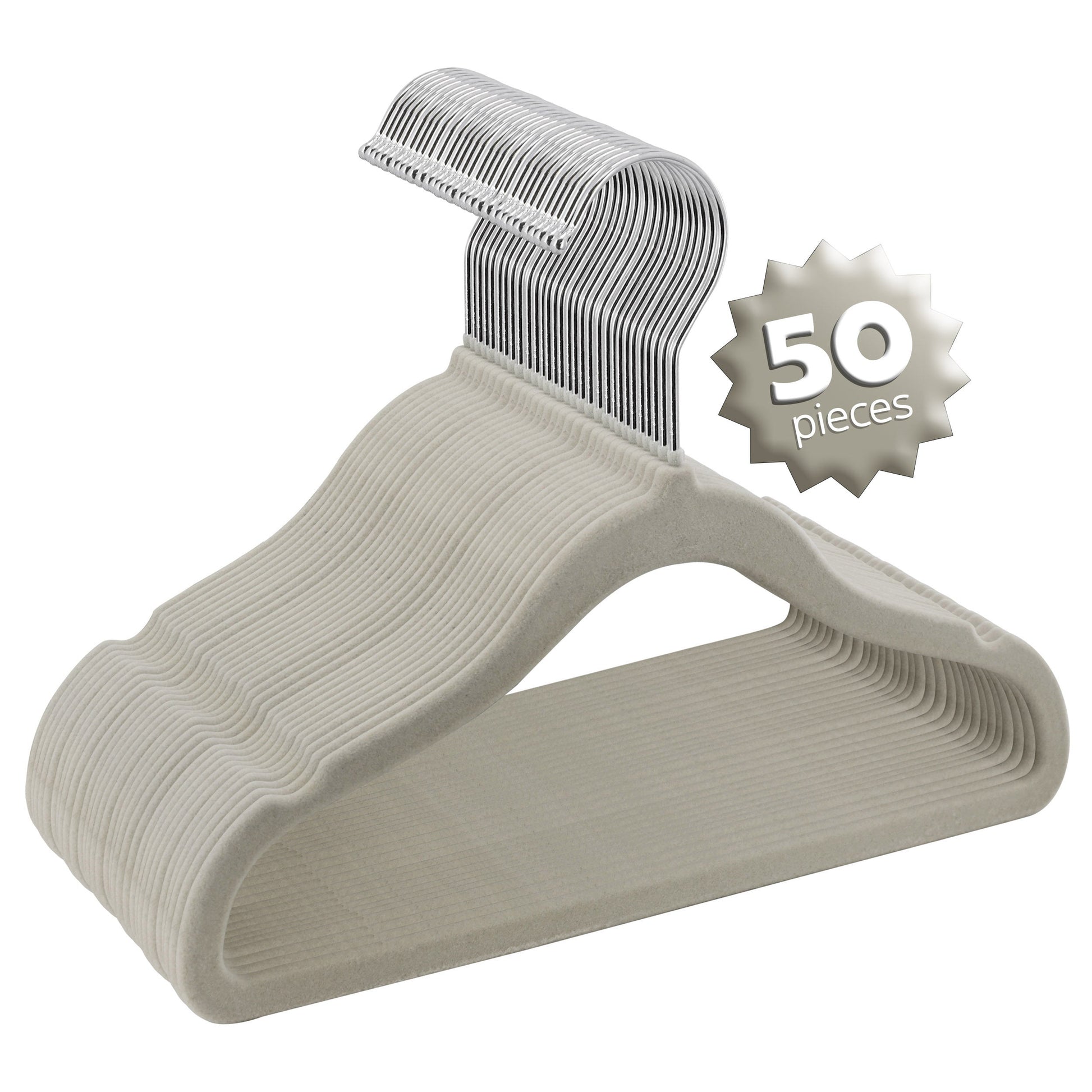 Elama Home 50 Piece Kids Non-Slip Velvet Cloths Hangers with Notched Shoulders in Gray LuxuryLifeWay Online Store