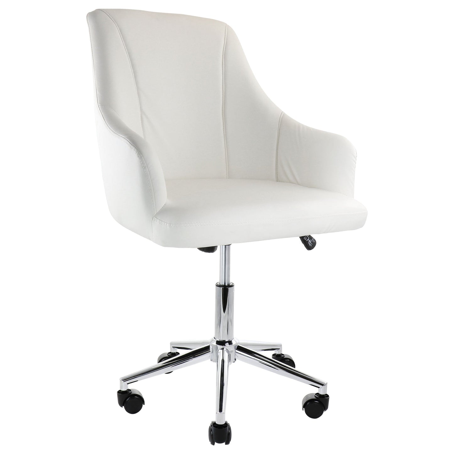 Elama Adjustable Faux Leather Rolling Office Chair in White with Chrome Finish LuxuryLifeWay Online Store