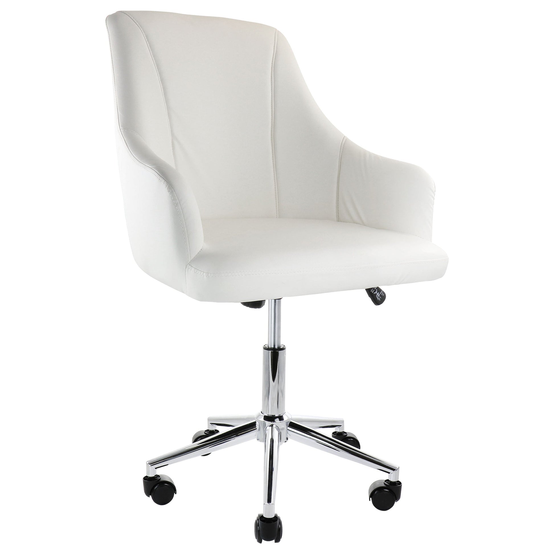Elama Adjustable Faux Leather Rolling Office Chair in White with Chrome Finish LuxuryLifeWay Online Store