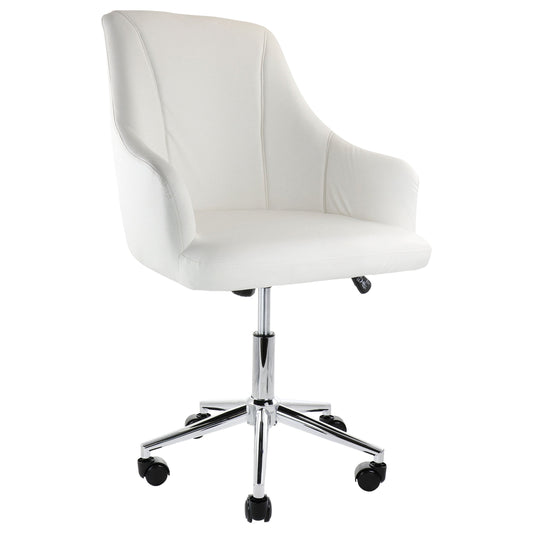 Elama Adjustable Faux Leather Rolling Office Chair in White with Chrome Finish LuxuryLifeWay Online Store