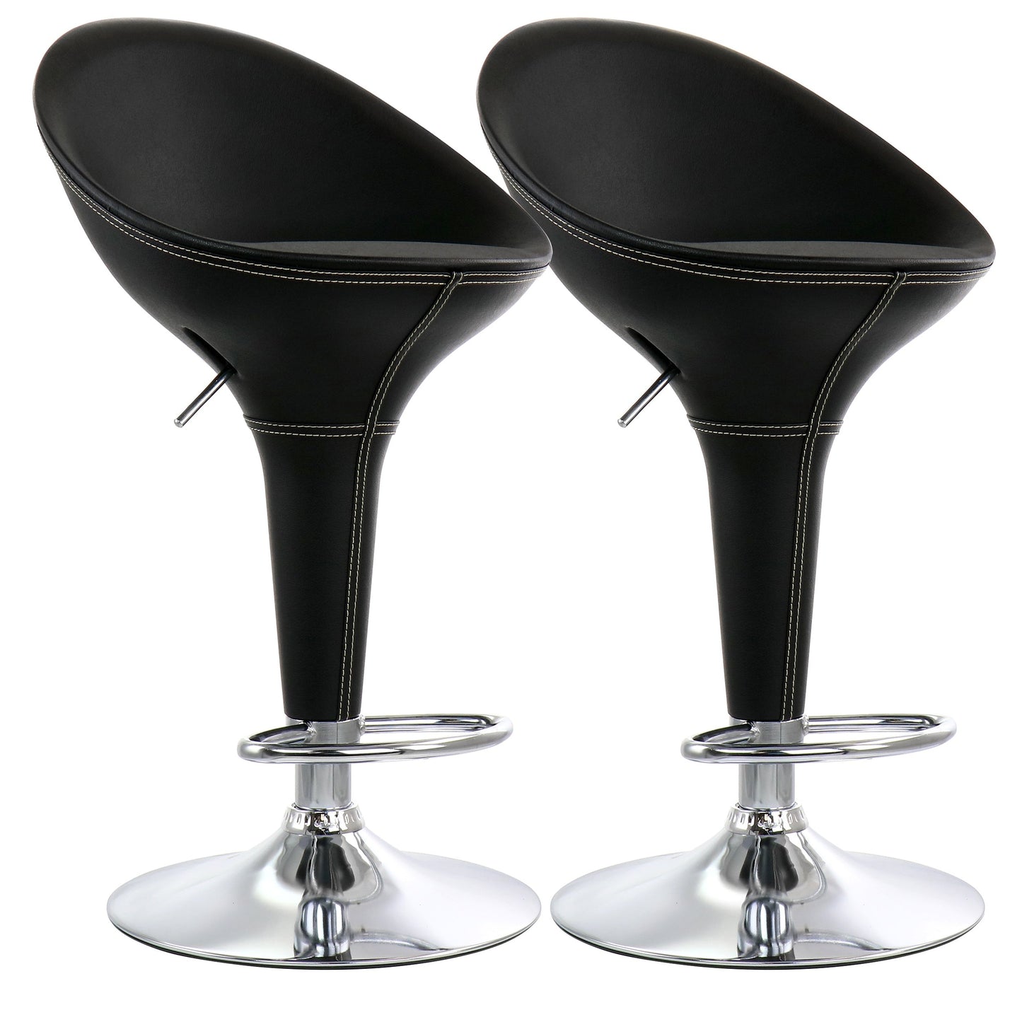 Elama 2 Piece Adjustable Plastic Bar Stool in Black with Chrome Base LuxuryLifeWay Online Store