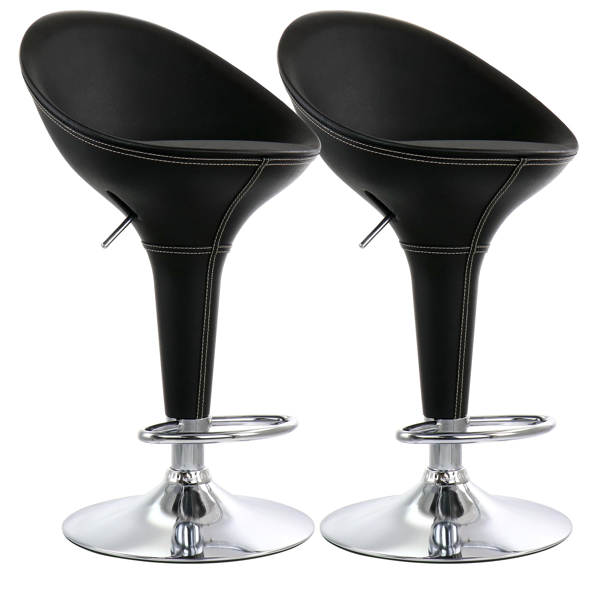 Elama 2 Piece Adjustable Plastic Bar Stool in Black with Chrome Base LuxuryLifeWay Online Store