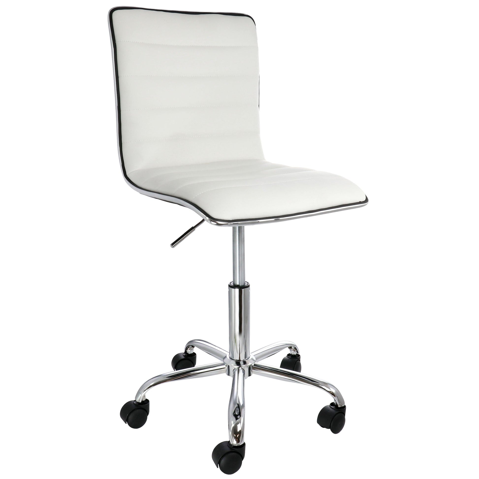 Elama Faux Leather Adjustable Rolling Office Chair in White LuxuryLifeWay Online Store