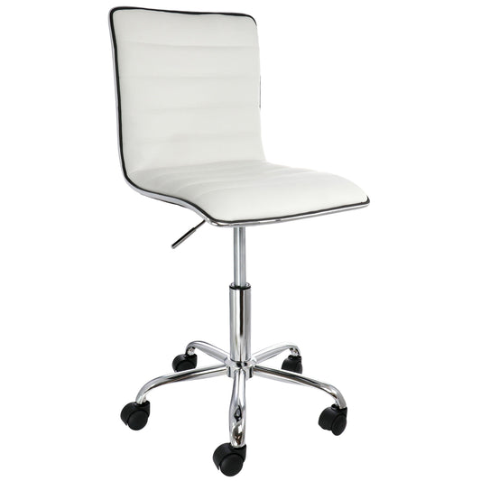 Elama Faux Leather Adjustable Rolling Office Chair in White LuxuryLifeWay Online Store