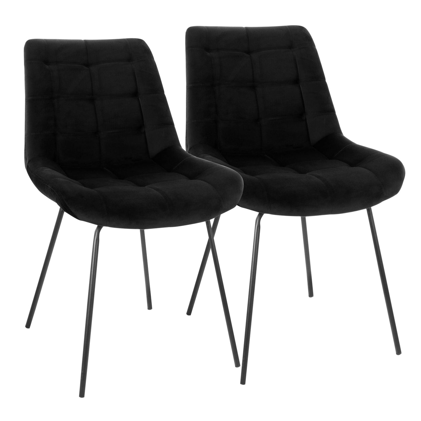 Elama 2 Piece Tufted Chair in Black with Metal Legs LuxuryLifeWay Online Store