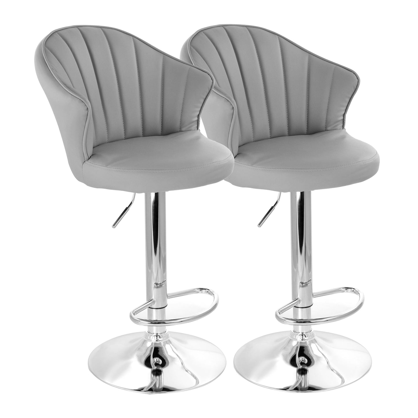Elama 2 Piece Shell Back Faux Leather Adjustable Bar Stool in Dark Gray with Chrome Base LuxuryLifeWay Online Store