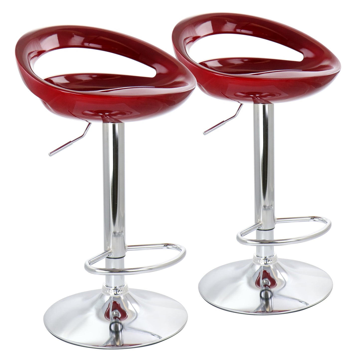 Elama 2 Piece Retro Adjustable Bar Stool in Cherry with Chrome Base LuxuryLifeWay Online Store