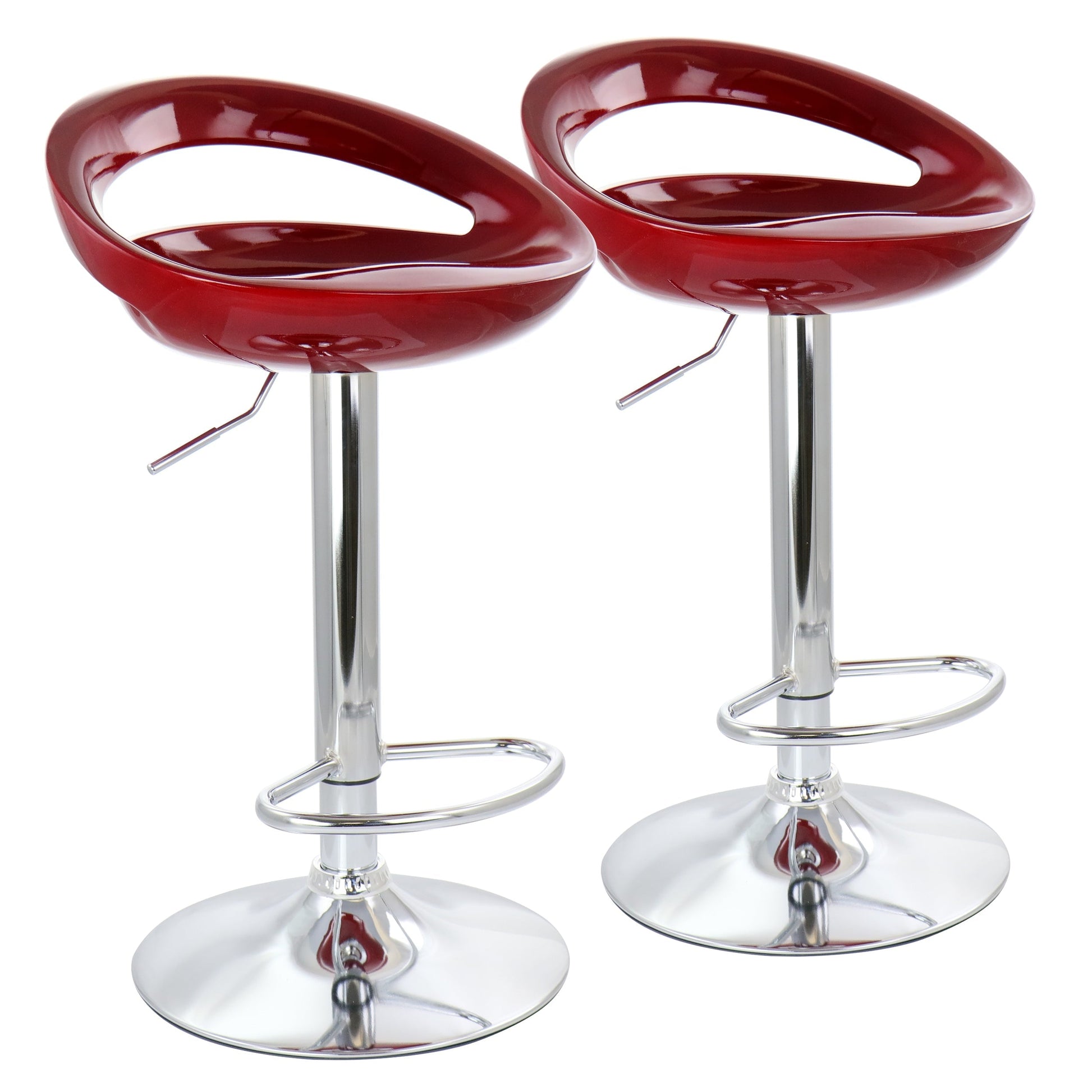 Elama 2 Piece Retro Adjustable Bar Stool in Cherry with Chrome Base LuxuryLifeWay Online Store