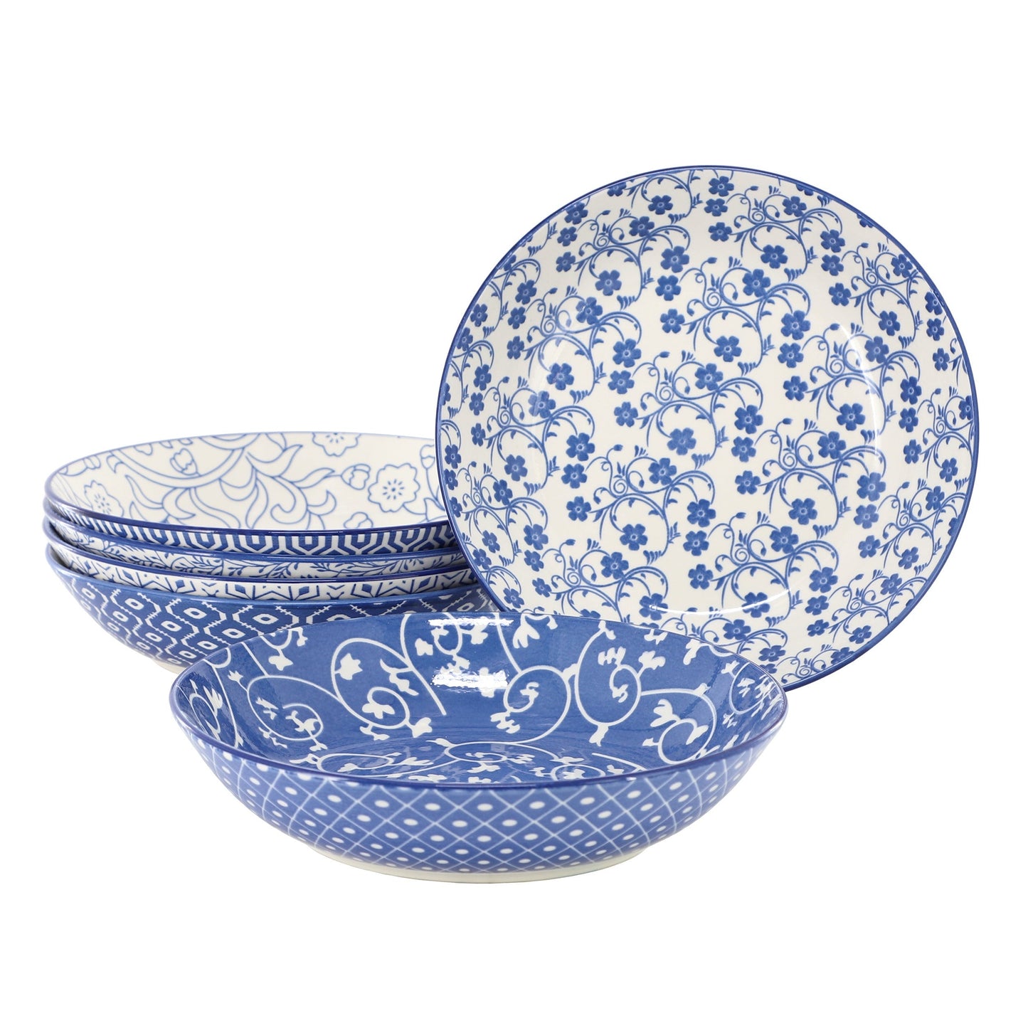 Elama Aurora 6 Piece Assorted Porcelain Bowl Set in Blue LuxuryLifeWay Online Store