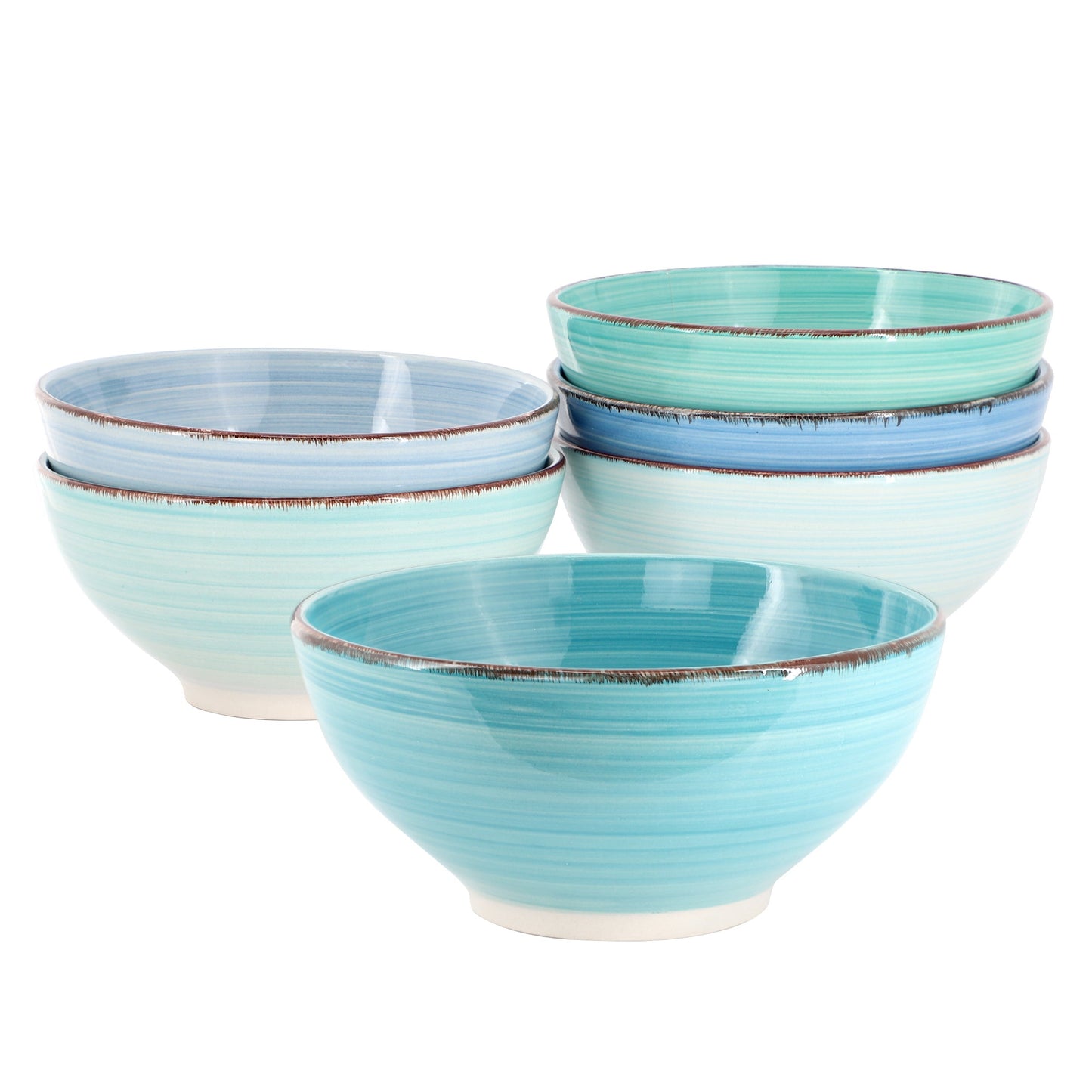 Elama Blue Ridge 6.25 Inch 6 Piece Round Stoneware Assorted Bowl Set LuxuryLifeWay Online Store