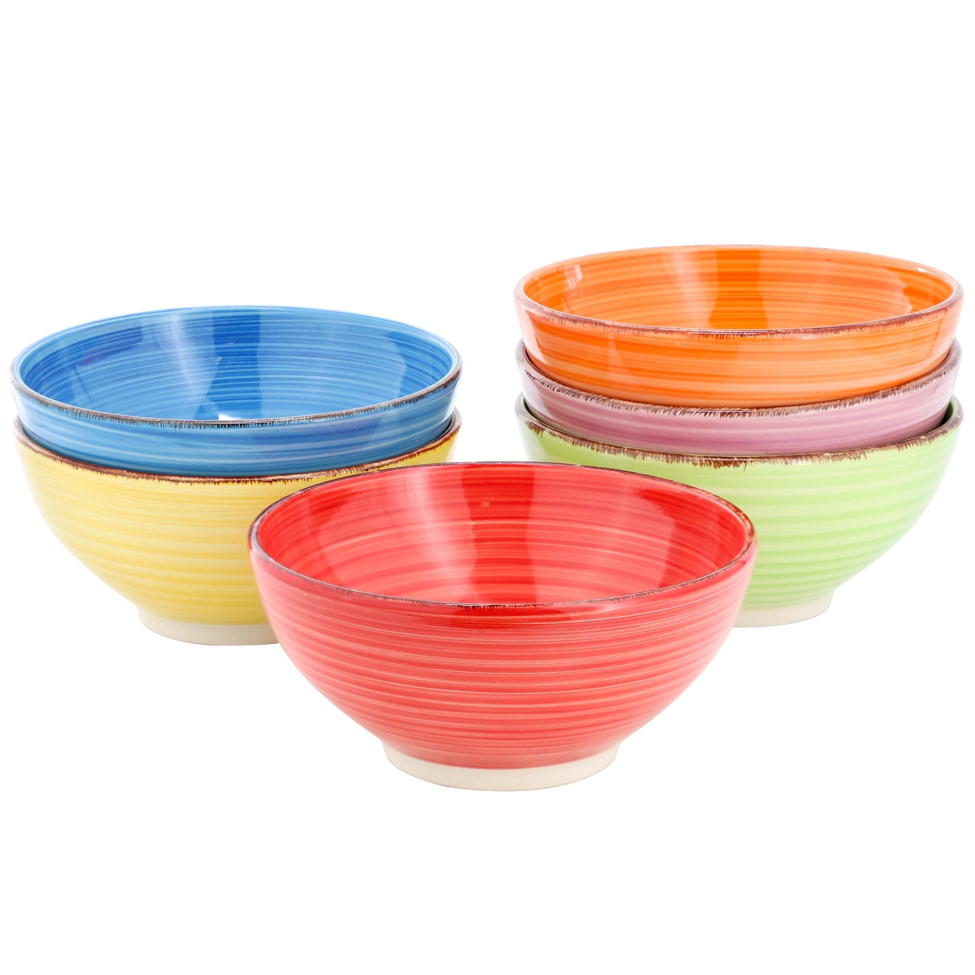 Elama Color Ridge 6.25 Inch 6 Piece Round Stoneware Assorted Bowl Set LuxuryLifeWay Online Store