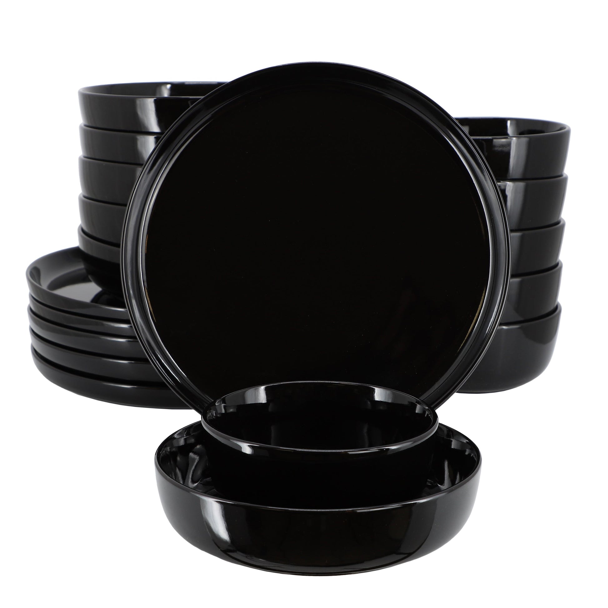 Elama Duncan 18 Piece Porcelain Dinnerware Set in Black LuxuryLifeWay Online Store