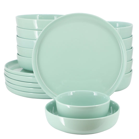Elama Duncan 18 Piece Porcelain Dinnerware Set in Mint LuxuryLifeWay Online Store