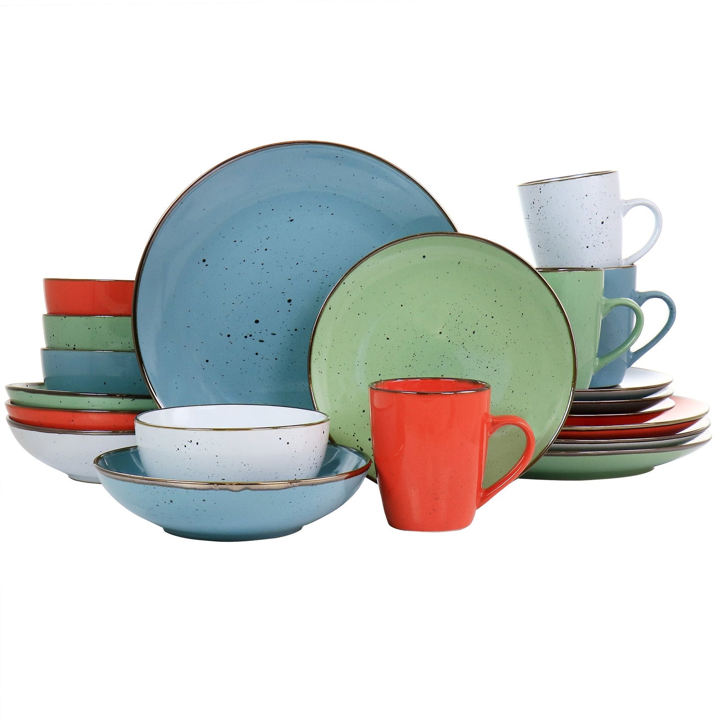Elama Evelyn 20 Piece Mix and Match Round Stoneware Dinnerware Set in Assorted Colors LuxuryLifeWay Online Store