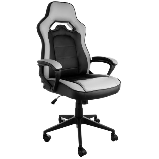 Elama High Back Adjustable Faux Leather Office Chair in Gray and Black LuxuryLifeWay Online Store
