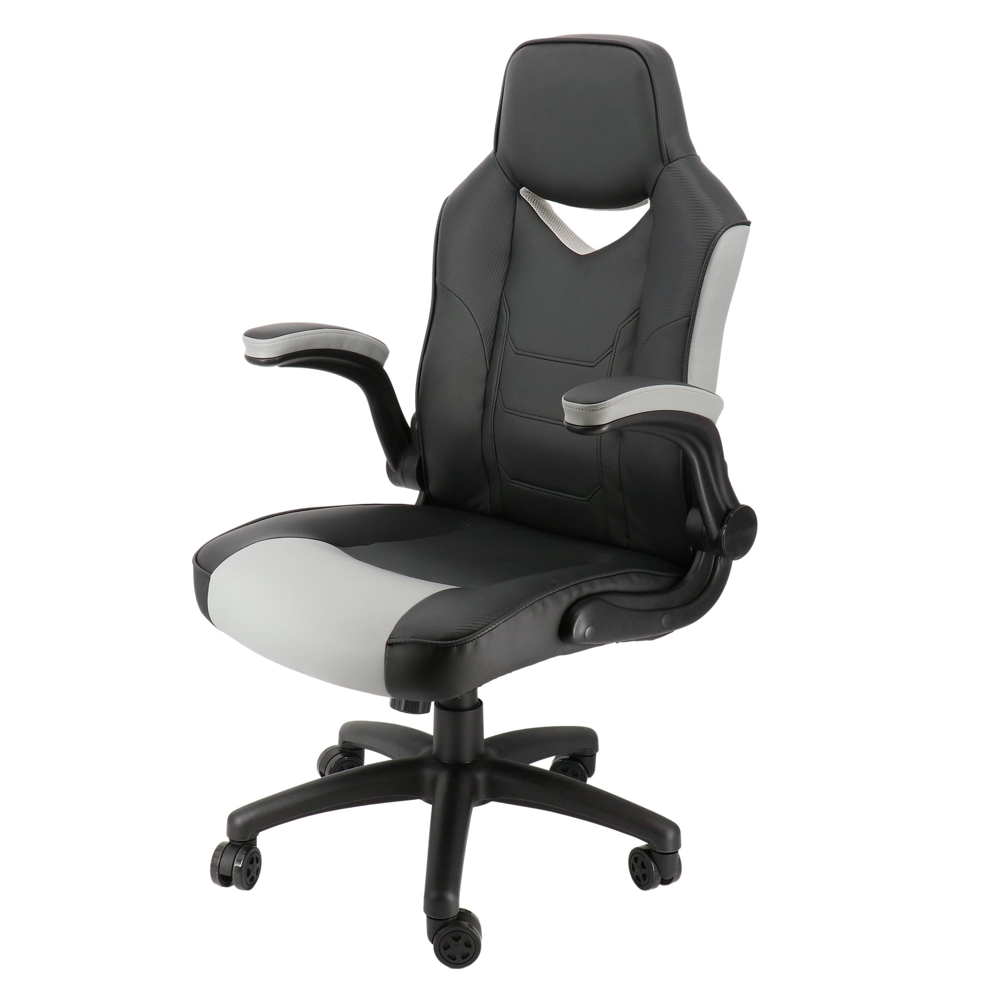 Elama High Back Adjustable Faux Leather Office Chair in Black and Gray LuxuryLifeWay Online Store