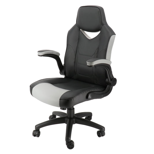 Elama High Back Adjustable Faux Leather Office Chair in Black and Gray LuxuryLifeWay Online Store