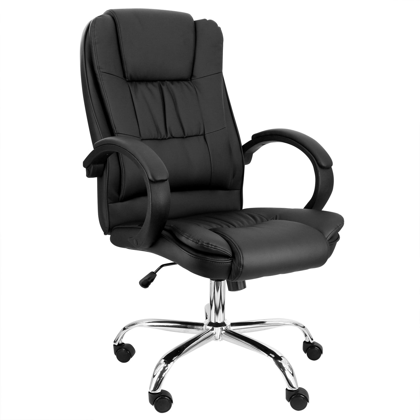 Elama High Back Adjustable Faux Leather Office Chair in Black LuxuryLifeWay Online Store