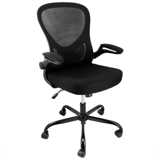 Elama Mid Back Adjustable Mesh and Fabric Rolling Office Chair in Black LuxuryLifeWay Online Store