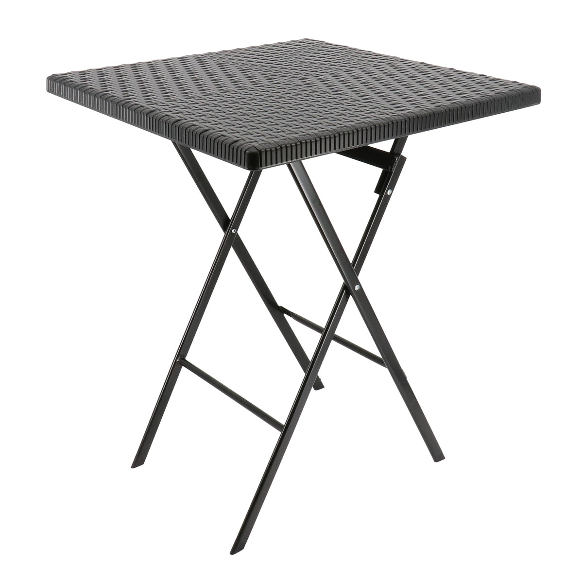Elama Plastic Rattan Folding Square Table in Black LuxuryLifeWay Online Store
