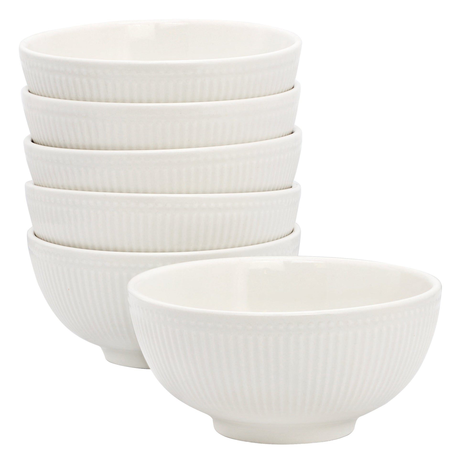 Elama Gretel 6 Piece Round Stoneware Cereal Bowl Set in White LuxuryLifeWay Online Store