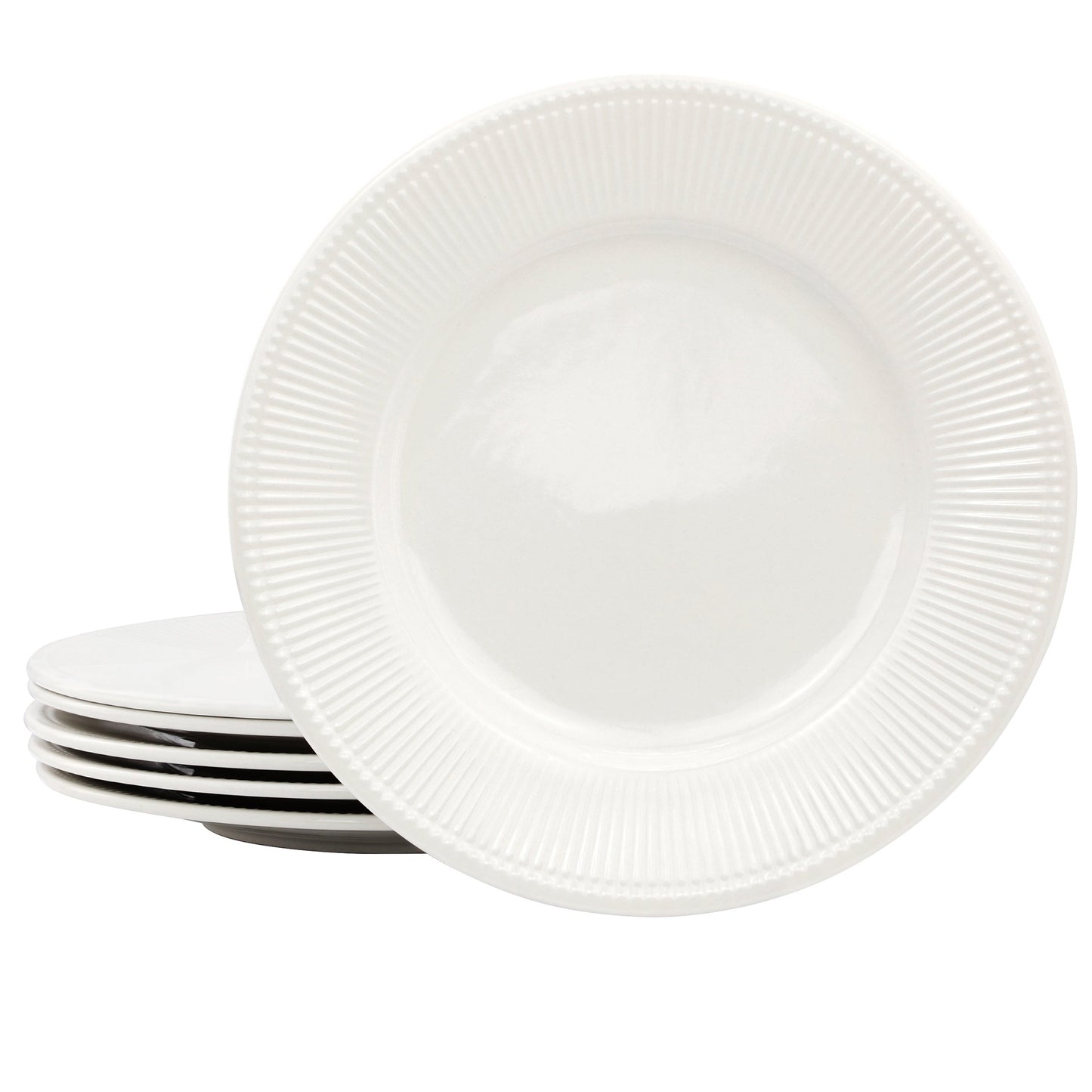 Elama Gretel 6 Piece Round Stoneware Dinner Plate Set in White LuxuryLifeWay Online Store