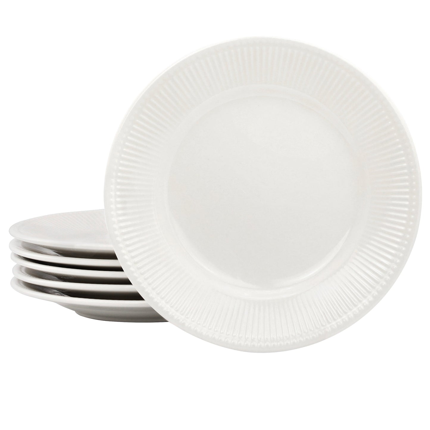 Elama Gretel 6 Piece Round Stoneware Salad Plate Set in White LuxuryLifeWay Online Store