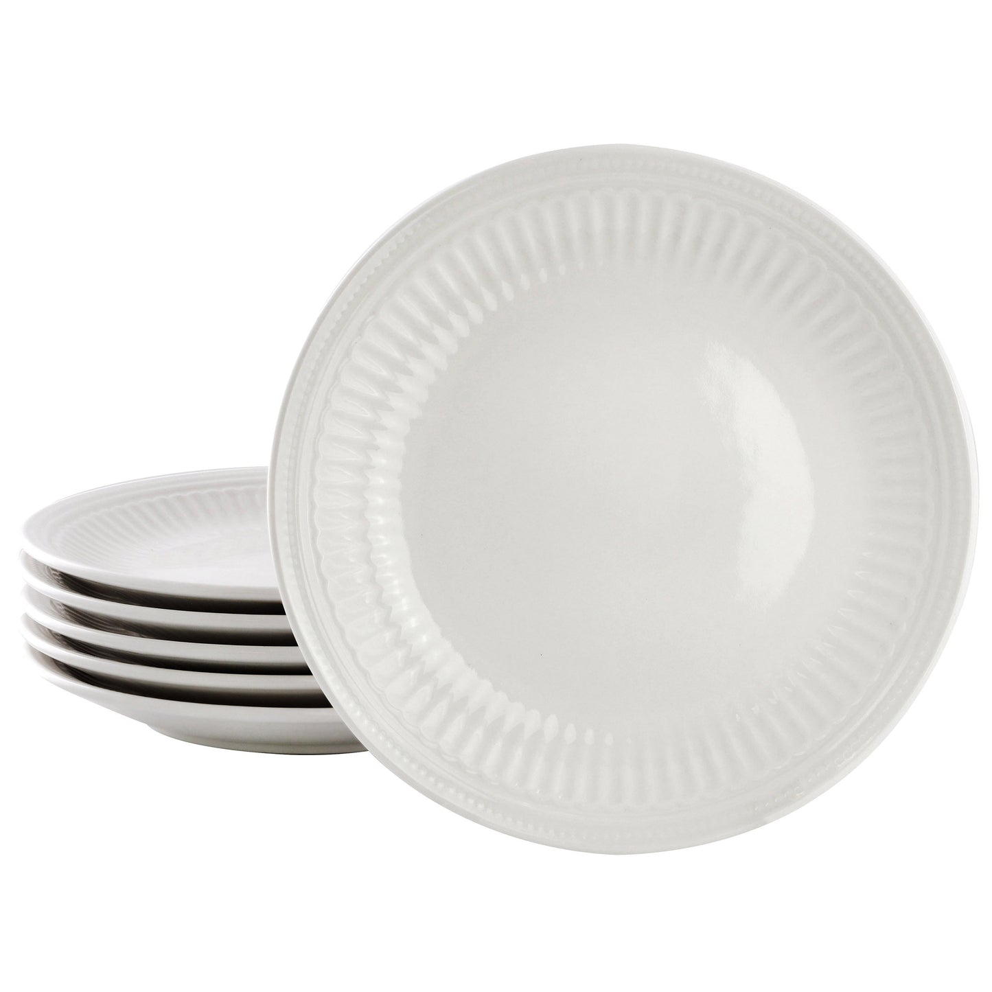 Elama Hansel 6 Piece Embossed Arch Stoneware Salad Plate Set in White LuxuryLifeWay Online Store