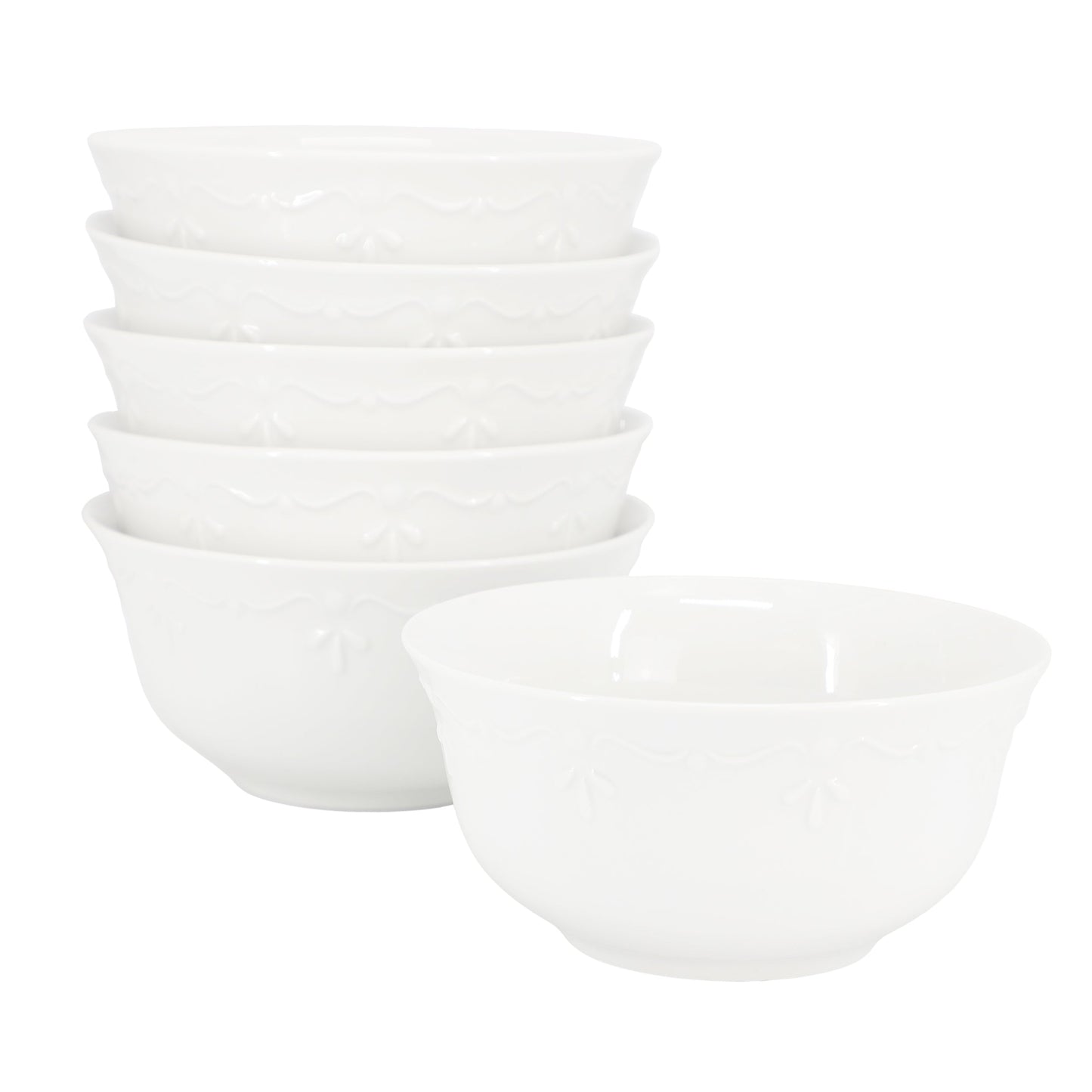 Elama Henryi 6 Piece 6.1 Inch Porcelain Bowl Set in White LuxuryLifeWay Online Store