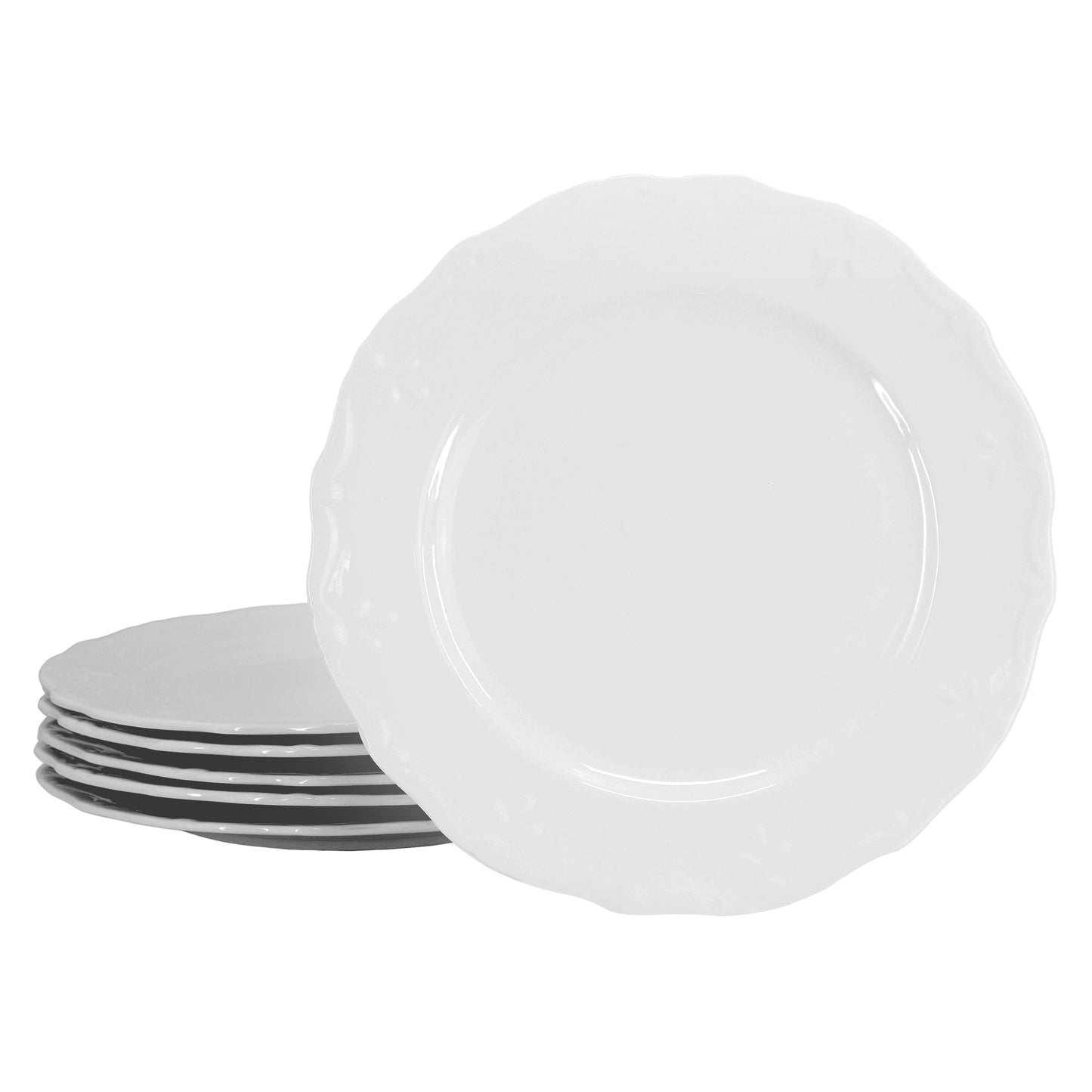 Elama Henryi 6 Piece 10.6 Inch Porcelain Dinner Plate Set in White LuxuryLifeWay Online Store
