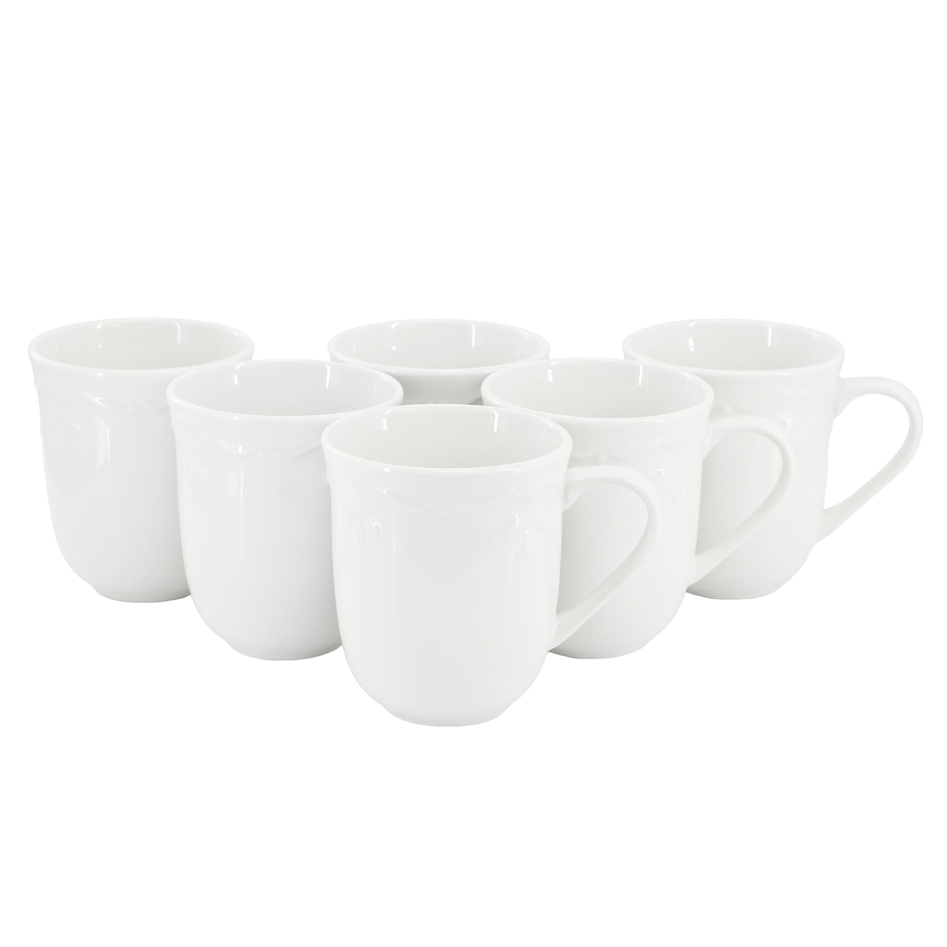 Elama Henryi 6 Piece 12 Ounce Porcelain Mug Set in White LuxuryLifeWay Online Store