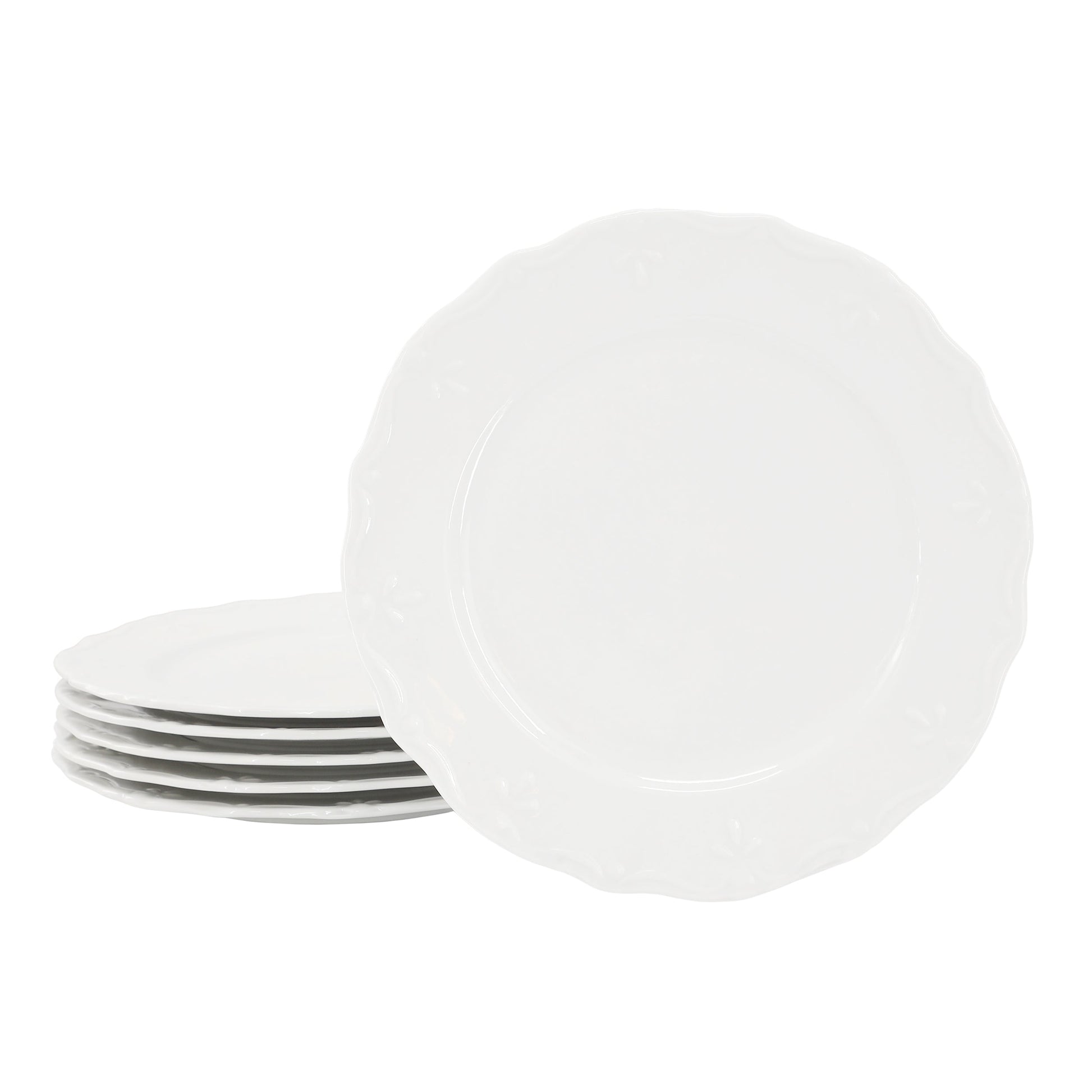 Elama Henryi 6 Piece 8.75 Inch Porcelain Salad Plate Set in White LuxuryLifeWay Online Store