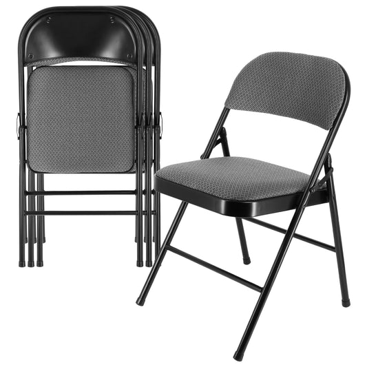 Elama 4 Piece Metal Folding Chair with Padded Seats in Gray LuxuryLifeWay Online Store