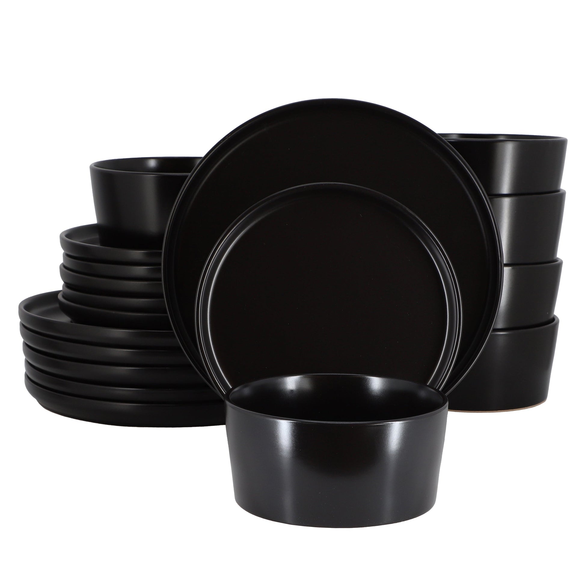 Elama Josh 18 Piece Stoneware Dinnerware Set in Matte Black LuxuryLifeWay Online Store