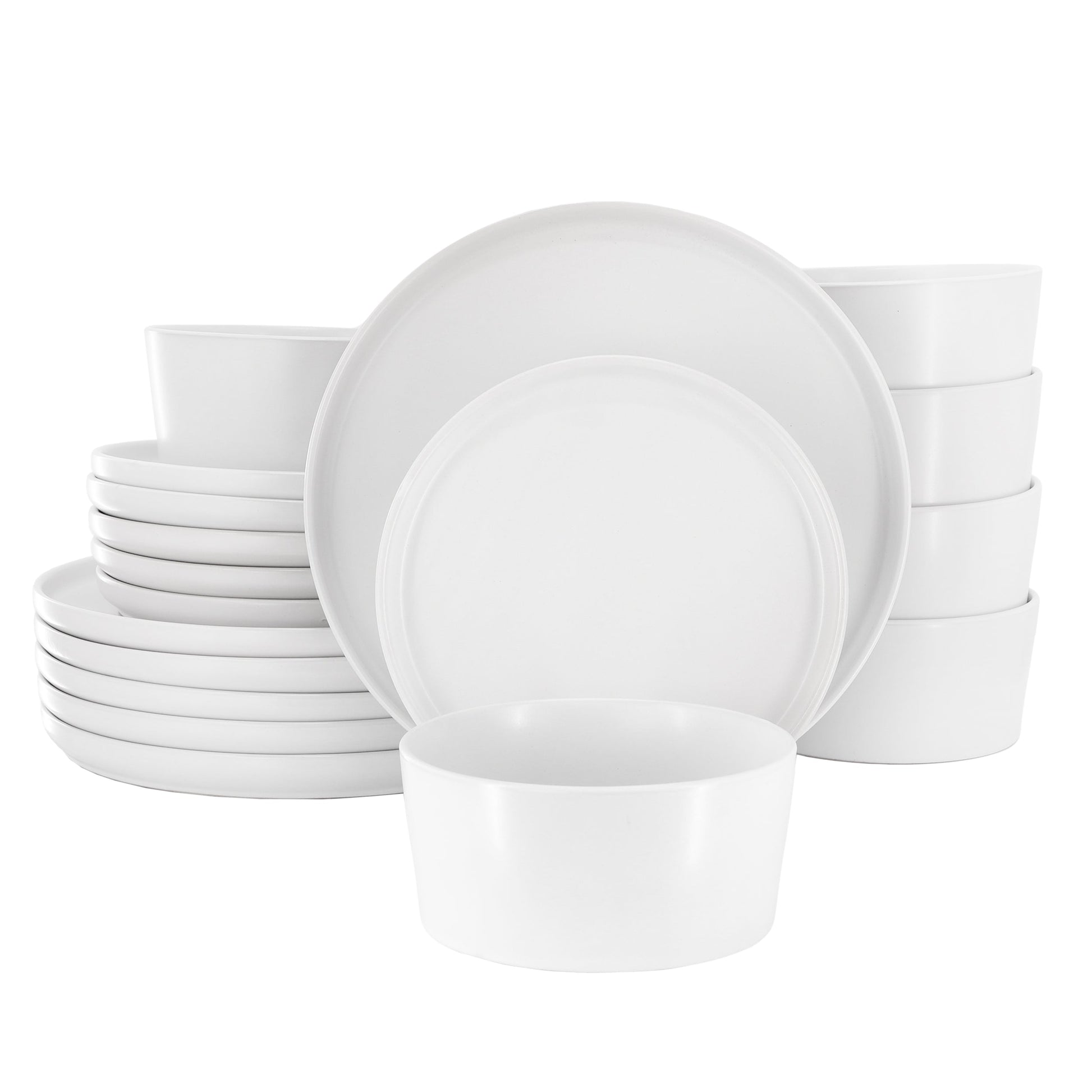 Elama Josh 18 Piece Stoneware Dinnerware Set in Matte White LuxuryLifeWay Online Store