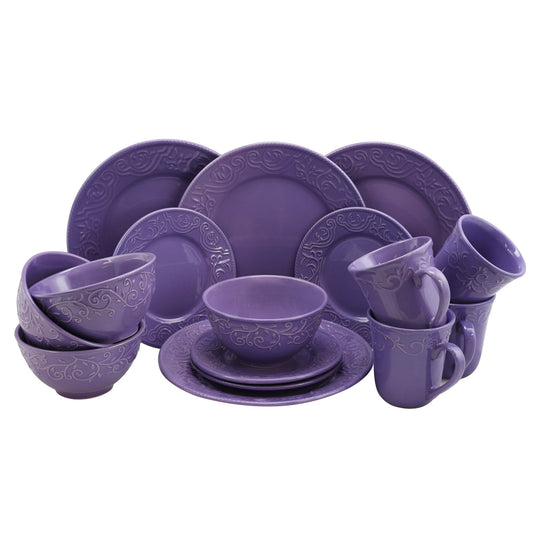 Elama Lilac Fields 16-Piece Dinnerware Set LuxuryLifeWay Online Store